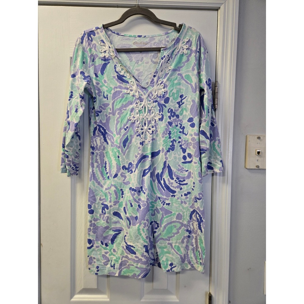 Lilly Pulitzer Pima Cotton Soutache Tunic Dress S Coastal Preppy Tropical